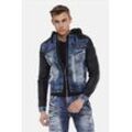 Jeansjacke CIPO & BAXX "Jacke", Herren, Gr. L, blau, 100% Baumwolle, unifarben, casual, regular fit normal, V-Ausschnitt, Jacken, mit Reißverschluss, CJ235