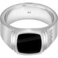 Fingerring BOSS "ODELL, 1580652S,M,L" Gr. 64, schwarz (edelstahlfarben, schwarz, schwarz), Fingerringe, Herren, 64, Edelstahl, mit Onyx