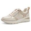 Keilsneaker TAMARIS, Damen, Gr. 35, beige (creme, kombiniert), Lederimitat, sportlich, Schuhe, Freizeitschuh, Halbschuh, Schnürschuh mit Außenreißverschluss