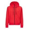 Kapuzensweatjacke BOSS GREEN "Snuggel", Herren, Gr. L, rot (open rot645), Fleece, Obermaterial: 58% Polyester, 39% Baumwolle, 3% Elasthan, unifarben, casual, relaxed fit, hoch geschlossener Ausschnitt, Langarm eingesetzt Bündchen, Sweatjacken, mit Kordel