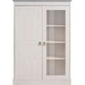 Highboard HOME AFFAIRE "Indra", grau (weiß, grau), B:85,4cm H:120cm T:32cm, Massivholz, Sideboards, Vitrine, Breite 86 cm