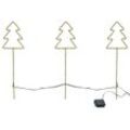 LED Metall Gartenstecker Tannenbaum 3-teilig 60 LEDs Batterie Timerfunktion