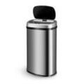Juskys Automatik Mülleimer mit Sensor 60L - Abfalleimer mit elektrischem Deckel rechteckig - Silber