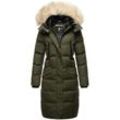 MARIKOO Damen langer Winterjacke Stepp Parka mit abnehmbarer Kapuze Schneesternchen