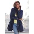 Outdoorjacke FRENCH CONNECTION Gr. L (44/46), blau (dunkelblau) Damen Jacken Saumschlitz mit Druckknöpfen auf der Rückseite