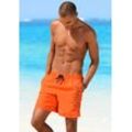 Badeshorts S.OLIVER, Herren, Gr. S (46/48), N-Gr, orange, Microfaser, Polyester, Badehosen, mit trendigem Logoprint