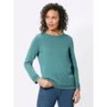 Rundhalspullover CASUAL LOOKS "Rundhals-Pullover" Gr. 36, blau (ozean), Damen, 50% Baumwolle, 50% Polyacryl, unifarben, Pullover