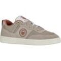 Sneaker K-SWISS "K-Varsity Sde", Gr. 40, grau (simply taupe, weißrot rose, egret), Textil, Leder, sportlich, Schuhe