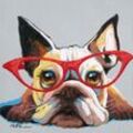 Keilrahmenbild HUND MIT BRILLE