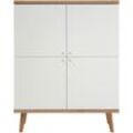 Highboard ANDAS "Merle", weiß (eiche riviera nb, weiß matt), B:107cm H:134cm T:40cm, Holzwerkstoff, Sideboards, Scandi Design, Breite 107 cm