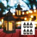 8 x led Laterne im Set, Kerze mit Flammeneffekt, Outdoor geeignet, nostalgische Deko-Laternen, h: 23 cm, schwarz