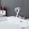 Sjqka - Badezimmer-Wasserhahn, eleganter Design-Waschtischmischer, Einloch-Wasserhahn, Messing (Anthrazit)