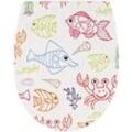 WC-Sitz mit Absenkautomatik, Dekor Happy Fishes, Thermoplast Toilettensitz, Top-Fix Befestigung von oben, abnehmbar, WC-Deckel, ovale Standard O-Form