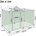 Hengmei - Freilaufgehege Hühnerstall 2x1x1,4m Freigehege Hühnerhaus Hühnergehege Voliere Hühner Gehege Hühner Geflügelstall Verzinkter Stahlrahmen