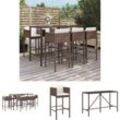 The Living Store - 7-tlg. Gartenbar-Set mit Kissen Braun Poly Rattan - Gartenmöbel-Sets - Braun