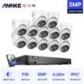 Annke 16CH 5MP Super hd Videosicherheitssystem H.265+ 8MP dvr mit 12PCS 5MP wetterfesten Überwachungskameras Kits PIR-Erkennung - mit 1TB Festplatte