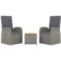 Vidaxl - 3-tlg. Garten-Lounge-Set Grau Poly Rattan & Massivholz Akazie