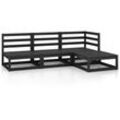 Vidaxl - 4-tlg. Garten-Lounge-Set Schwarz Massivholz Kiefer