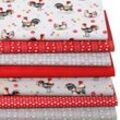 Patchwork- und Quiltpaket "Hühner Landhausstil", rot/grau