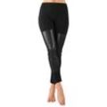 Leggings mit Kunstleder-Besatz, schwarz