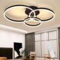 Deckenlampe led Deckenleuchte Wohnzimmer - Schwarz Dimmbar 82CM Wohnzimmerlampe mit Fernbedienung 74W mit 3 Ringen Design aus Acryl für Schlafzimmer