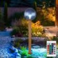 Außenleuchte dimmbar mit Fernbedienung led Stehlampe Außen Gartenleuchte Terrassenlampe Wegeleuchte, rgb Farbwechsel Aluminium Glas Holzoptik, 8,5W