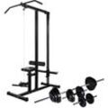 Fitnessstation mit Langhantel und Kurzhantel Set 30,5 kg Vidaxl