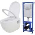 Hänge-Toilette mit Einbau-Spülkasten Keramik Weiß CFW436905