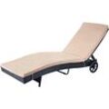 Hegele - Sonnenliege HHG-456, Gartenliege Relaxliege Liege, Poly-Rattan anthrazit, Kissen beige