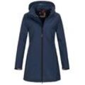 Softshelljacke ALESSANDRO SALVARINI "Alessia", Damen, Gr. 4XL (48), blau (navy), Obermaterial: 96% Polyester, 4% Elasthan; Innenmaterial: 100% Polyester, Jacken, lang mit abnehmbarer Kapuze