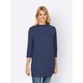 Longshirt HEINE "Longshirt", Damen, Gr. 34, blau (dunkelblau), 50% Modal, 44% Polyester, 6% Elasthan, unifarben, Shirts