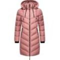 Wintermantel MARIKOO "Armasa", Damen, Gr. S (36), rosa (dunkelrosa), Oberstoff: 100% Polyester, Futter: 100% Polyester, Wattierung: 100% Polyester, Ärmelfutter: 100% Polyester, modisch, tailliert ca. Mitte Oberschenkel, hoch geschlossener Ausschnitt, Langarm Ärmel ohne Ärmelschlitz Rippstrickbündchen, Mäntel, modischer Damen Winter Steppmantel mit Kapuze