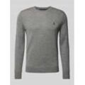 Slim Fit Strickpullover aus reiner Wolle