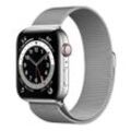 Apple Watch Series 6 (2020) GPS + Cellular 44 mm - Rostfreier Stahl Silber - Milanaise Armband Grau