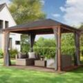 TOOLPORT 3x4 m Hardtop Gartenpavillon, inkl. 4 Seitenteile, loft grey - (300185)