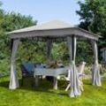 3x3 m Softtop Gartenpavillon, inkl. 4 Seitenteile, stone - (300040)