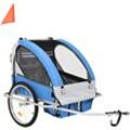 2-in-1 Fahrradanhänger und Kinderwagen Blau und Grau Vidaxl