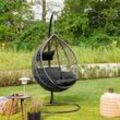 Polyrattan Hängesessel mit Gestell cielo Farbe: Schwarz Poly Rattan Hängesessel Hängekorb - Home Deluxe