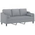 Vidaxl - 3-Sitzer-Sofa mit Zierkissen Hellgrau 180 cm Stoff