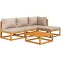 Vidaxl - 5-tlg. Garten-Lounge-Set mit Taupe Kissen Massivholz