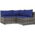 Vidaxl - 3-tlg. Garten-Lounge-Set mit Kissen Grau Poly Rattan