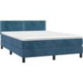 Boxspringbett mit Matratze & led Dunkelblau 140x200 cm Samt Vidaxl