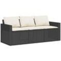 Vidaxl - Gartensofa mit Kissen 3-Sitzer Schwarz Poly Rattan