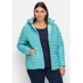 Steppjacke SHEEGO "Große Größen" Gr. 40, blau (aqua) Damen Jacken leicht wattiert, mit abnehmbarer Kapuze