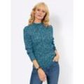 Strickpullover CASUAL LOOKS "Pullover" Gr. 44, blau (topas, ecru, meliert), Damen, 54% Polyacryl, 46% Baumwolle, meliert, Pullover