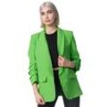 PM SELECTED Damen Kurzblazer Stylischer Sakko Business Blazer Gerafften Ärmeln in Einheitsgröße PM22