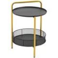 HOMCOM Beistelltisch mit Serviertablett schwarz, gold 43L x 45B x 61,5H cm