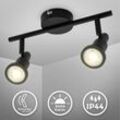 B.k.licht - Deckenleuchte Bad led Decken-Strahler Spot 2x GU10 Schwarz Badezimmer-Lampe IP44