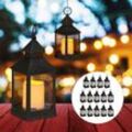 16 x led Laterne im Set, Kerze mit Flammeneffekt, Outdoor geeignet, nostalgische Deko-Laternen, h: 23 cm, schwarz