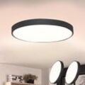 Led Deckenleuchte Schwarz Deckenlampe - Flach Küchenlampe IP44 Wasserdicht Badlampe Rund Ø28cm Flurlampe 17W Modern für Wohnzimmer Schlafzimmer Bad